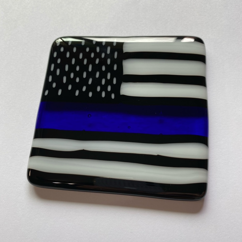 Blueline Flag Glass Coaster